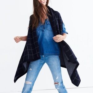 Madewell 100% Merino Wool Drape‑Front Open Sweater Vest – Navy – Women’s OS